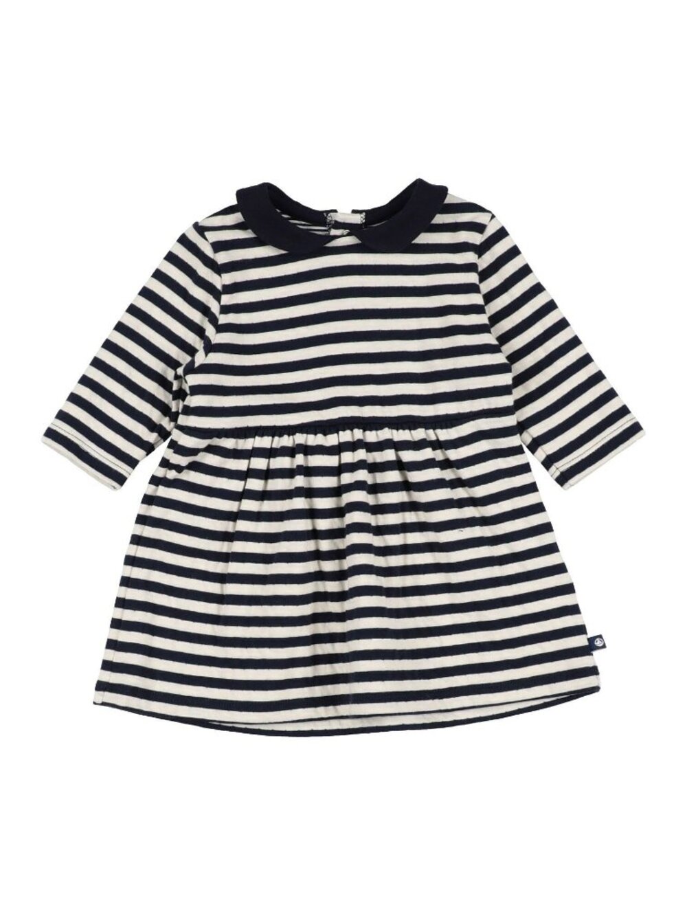 Petit Bateau Striped Dress 3Y Navy White Long Sleeve Peter Pan Collar